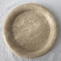 Plateau rond en travertin beige naturel de nouvelle conception, 8 pouces, petite assiette en marbre