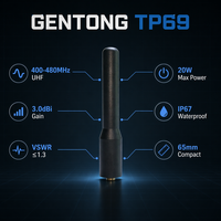 Antenne GENTONG TP69 UHF 400-480MHz 6,5 cm en caoutchouc pour talkie-walkie vertical, radio bidirectionnelle Baofeng Kenwood Ham
