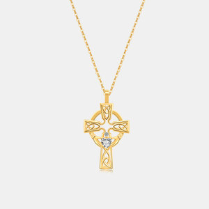 Collier Croix Daidan pour Femme, Croix Celtique Irlandaise <span class=keywords><strong>Claddagh</strong></span>, <span class=keywords><strong>Argent</strong></span> 925 Plaqué Or, Collier Croix Creuse - Product Image 6