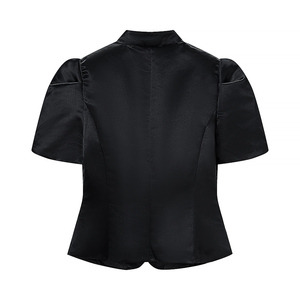 PB&ZA Blusas de <span class=keywords><strong>Moda</strong></span> para Mujer, Verano 2026, Blusas Casuales de Manga Corta con Cuello Alto, Camisas Sólidas para Mujer, Blusas Chic - Product Image 6