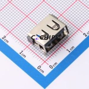 XUBF-012-0401 <b>USB</b> Connector Bent Lead Through Hole Connector Type-<b>A</b> <b>USB</b> <b>2.0</b> Female Right Angle Insert - Product Image 1