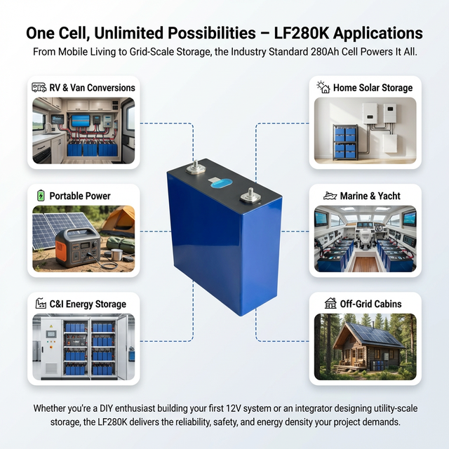 Professional LF280K 3.2V 280Ah LiFePO4 Prismatic Battery Cell LFP Grade a for Electric Vehicle EV and Home ESS Solar Pack