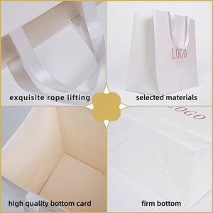 Cadeau de remerciement transparent personnalisé, sacs-cadeaux en papier carton blanc avec logo - Product Image 3