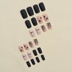 <span class=keywords><strong>Uñas</strong></span> Postizas <span class=keywords><strong>de</strong></span> <span class=keywords><strong>Halloween</strong></span> con Diseño <span class=keywords><strong>de</strong></span> Dibujos Animados, Cuadradas, Acrílicas Mate, Lindas, con Diseño <span class=keywords><strong>de</strong></span> Telaraña <span class=keywords><strong>de</strong></span> Momia, Negras, Cobertura Total, 24 Piezas con Pegamento - Product Image 2