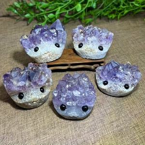 งานฝีมือเม่นอเมทิสต์คุณภาพสูง ขายส่ง แกะสลักสวยงาม เหมาะสำหรับเป็นของขวัญสำหรับการทำสมาธิ และตกแต่งกระถางต้นไม้ - Product Image 6