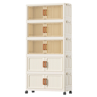 Armoire de rangement pliable moderne Haogle à double porte, armoire de rangement portable en plastique pliable avec roulettes