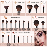 Ensemble de 28 pinceaux de maquillage de haute qualité avec manche en bois naturel et poils en nylon, plusieurs tailles, comprend une gamme complète d'outils pour les fards à paupières