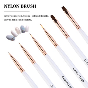Kit de pinceles para <span class=keywords><strong>uñas</strong></span>, mango de madera blanca y dorada, delineador acrílico 3D japonés de pelo de nailon Popular para redes sociales, <span class=keywords><strong>2022</strong></span> - Product Image 6
