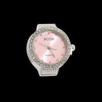 Montre-bague numérique plaquée argent véritable, montre minimaliste, cadran rose, mini montre-bague en acier pour femme