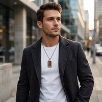 Collier avec pendentif en bois en acier inoxydable 316L personnalisable - Bijoux hypoallergéniques, résistants à la rouille et indéformables