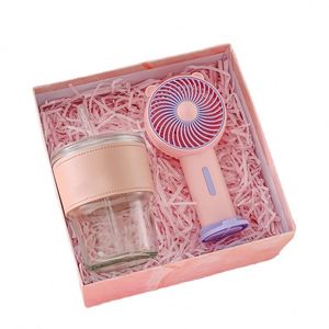 Yy965 2 in 1 Summer Wedding Souvenirs Promo Mini Fan Cup <b>Notebook</b> <b>Set</b> Golden Supplier Gift Box for Umbrella - Product Image 1