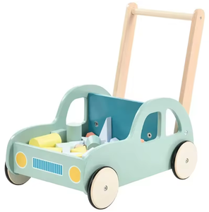 Poussette multifonctionnelle en <span class=keywords><strong>bois</strong></span> massif pour tout-petits, trotteur pour bébé avec blocs de construction éducatifs - Product Image 2