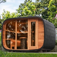 Sauna Traditionnel pour 2 à 6 Personnes, Design Moderne Extérieur, Vapeur Sèche et Humide avec Panneau de Commande Intelligent Infrarouge