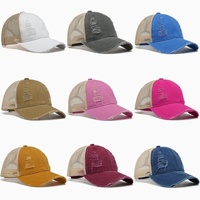 Casquette de baseball en maille style camionneur, broderie 3D personnalisée, effet vieilli, pour hommes et femmes, idéale pour l'extérieur - Vente en gros