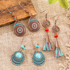 Bohemian <b>Drop</b> Earrings Alloy Antique <b>Bronze</b> Plated Tassel Women's Party Fashion Jewelry - Product Image 1