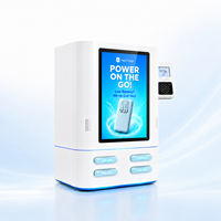 Station de recharge de téléphones portables avec batteries externes partagées, borne de location de powerbanks, chargeurs rapides portables et adaptateurs, distributeur automatique