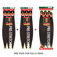 Mèches de Cheveux Synthétiques Pré-Étirées de 52 Pouces, 6x, 65g, Un Lot, Fibre Noire à Basse Température, Extensions de Tresses Pré-Étirées