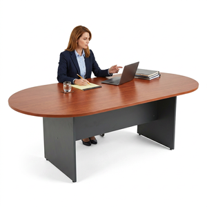 Mesa de Conferencia Comercial Moderna Ovalada Convertible y Extensible de Aglomerado Melamínico Desmontable para Hotel y Oficina AY Office - Product Image 1