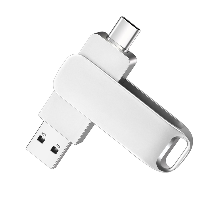 Metal 2 in 1 Dual Interface USB Flash Drive, Mini Portable Storage for Phone Laptop PC Office Outdoor