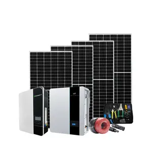 HT太阳能电池板逆变器和锂电池组3kw 5kw 10kw太阳能发电机5000w 110v 220v