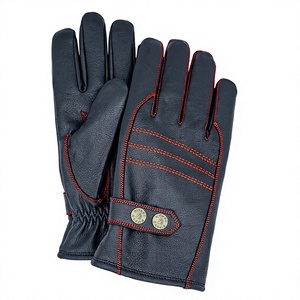Gants d'hiver noirs pour la conduite en extérieur, unisexes, en cuir véritable, chauds, compatibles avec les écrans tactiles, à prise souple, pour la conduite - Product Image 5