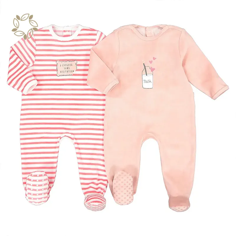 Baju Monyet Bayi Velour Bambu Organik Onesie Velour Ramah Lingkungan untuk Pakaian Bayi Velour Berkelanjutan Bayi