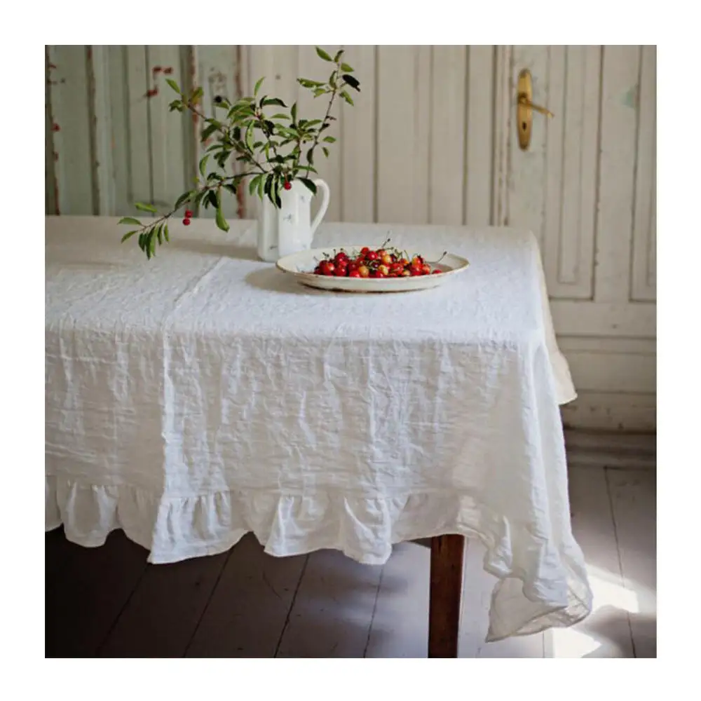 कपड़ा टेबल के साथ फीता व्याकुल मेज़पोश फीता कपास लिनन स्क्वायर मोती टेबल कपड़ा कपास प्रीमियम