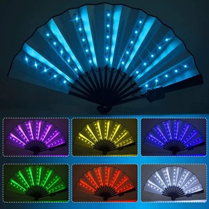 Ventilador plegable de arte popular con luz LED, ventilador Rave decorativo de bambú de 33cm para fiestas, técnica de baile Flash tallada - Product Image 6