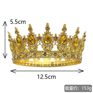 Couronne ronde baroque dorée <span class=keywords><strong>pour</strong></span> gâteau, diadème en strass, <span class=keywords><strong>pour</strong></span> fêtes de Noël, inclut des fournitures de décoration et des accessoires <span class=keywords><strong>pour</strong></span> bouquets - Product Image 2