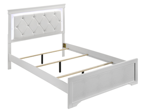 Upholstered Luxury Modern Convertible 5 <b>Pc</b> Queen Bedroom <b>Set</b> with LED Headboard Made with Wood in White - Product Image 3