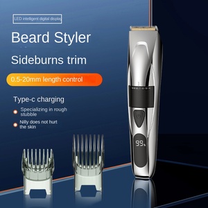 Tondeuse à barbe électrique USB professionnelle pour hommes, lame en T en acier inoxydable, écran LED, batterie 600 mAh, usage domestique, 10 longueurs - Product Image 2