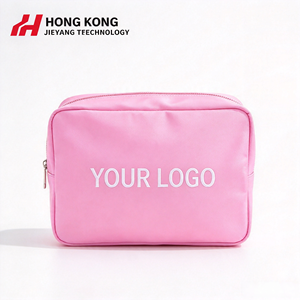 Wholesale Custom logo Waterproof <b>Hot</b> <b>pink</b> Nylon Beach Cosmetic <b>Bag</b> Large Travel Portable Skincare Makeup Storage Toiletry Pouch - Product Image 1