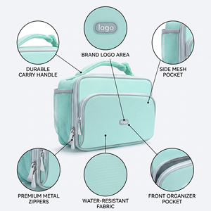 Patrón personalizado Wide Open escuela Niño Oficina adulto trabajador sublimación en blanco aislado refrigerador estudiante almuerzo bolsa de mano - Product Image 2