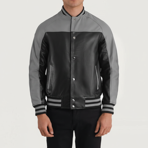 แจ็กเก็ตหนังใส่สบายสำหรับผู้ชายผลิตจากโรงงานพร้อมป้ายสั่งทำ - Product Image 1