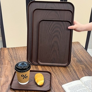 Bandeja de Servir de Plástico con Diseño de Madera Negra para Desayuno/Café/Fruta/Plantas/Decoración de Fiestas de Navidad/Halloween/Bodas - Product Image 1