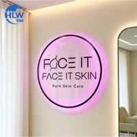 Panneau Rond Lumineux LED en Acrylique Imprimé 3D Personnalisé pour Salon, Logo Décoratif Intérieur Rétroéclairé, Prix Usine