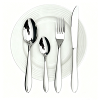 Ensemble de cuillères en métal de gros, ensemble de couverts de fantaisie en acier inoxydable 18/8 ensemble de vaisselle classique en argent pour la maison