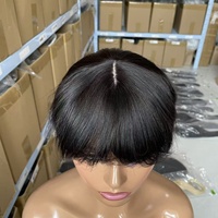 Perruque très vendue, fabriquée à la machine, perruque de fée, couleur noire naturelle, 100% cheveux humains, 12A, sans dentelle, adaptée aux personnes noires