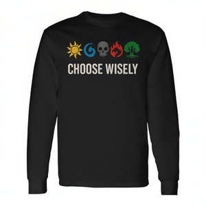 Mana Symbols Choose Wisely T-shirt à manches longues bleu rouge vert Magic Gathering - Product Image 3