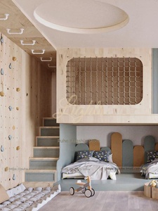 Culla multi-lettino in legno massello per bambini, letto a castello a soppalco multifunzionale di lusso leggero con scivolo, personalizzabile per bambina - Product Image 3