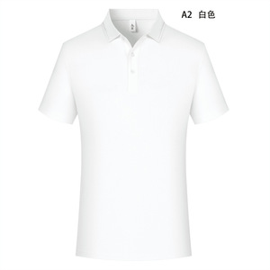 Polo Shirt Men Solid Color Cotton Short Sleeve Workwear Daily Wear A2 Black - Product Image 2
