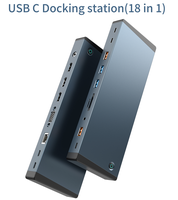 Hub USB 18 en 1, PD 100W, USB-C 3.1 Gen2 10G, station d'accueil Thunderbolt 4 avec DP 8K 60HZ, HDMI 4K 60HZ, VGA, adaptateur hub