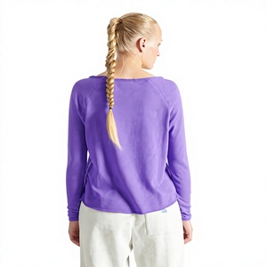 Camiseta de Manga Larga para Mujer, Cuello Redondo, Mezcla de Algodón Suave, Informal, Fabricante OEM, Venta al Por Mayor de Ropa - Product Image 4