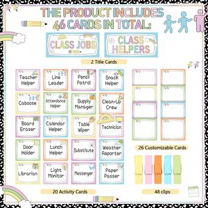 Organizador de Tareas Escolares con Tarjetas, Clips y Ganchos para Gestión del Tiempo en el Aula, Regreso a Clases, Juego de Papel de Varias Piezas - Product Image 2
