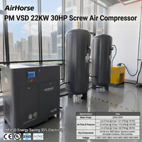 Compresseur d'air industriel à vis rotatif AirHorse CE certifié ASME, 22 kW, 30 CV, 8 bars, 127 CFM, type PM VSD
