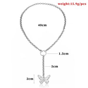 European and American <b>Cross</b>-Border Jewelry Fashion Alloy Butterfly Pendant for Women Geometric Tassel Circle Elegant Necklace - Product Image 5