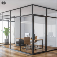 Cloison en verre double vitrage ignifuge EI 0.5, système modulaire à ossature en acier, insonorisée, moderne, pour bureau, hôpital, atelier