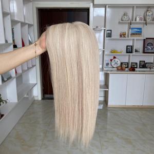 Nouveauté YF-2408 # Topper mono 18A/60 en cheveux humains, base mono avec tissage, pour femmes, cheveux vierges européens, cuticules alignées - Product Image 5