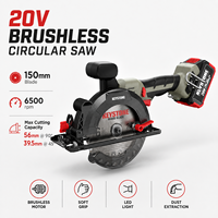 Scie circulaire sans fil 20V à moteur brushless 5025 avec poignée souple, extraction de poussière et éclairage LED pour la découpe du bois