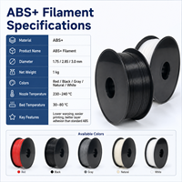 Filamen ABS+ Grosir 1.75mm Anti-Lengkung, Daya Rekat Lapisan yang Ditingkatkan, Material Pencetakan 3D FDM, Suhu Nozzle 230-240C, Suhu Bed 30-80C